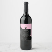 Pink Black Wavy Rose Gold Hearts Produktkennzeichn Weinetikett (Vorderseite)