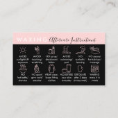 Pink Black Waxing Nachsorge zwölf Ratschläge Visitenkarte (Rückseite)