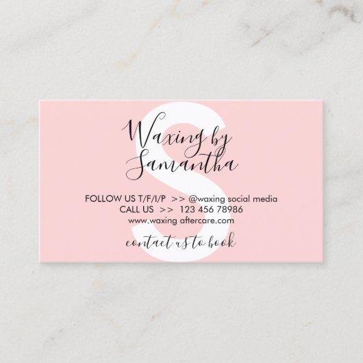 Pink Black Waxing Nachsorge zwölf Ratschläge Visitenkarte (Vorderseite)