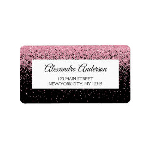 Pink Black Wedding Glitzer und Sparkle Adressaufkleber