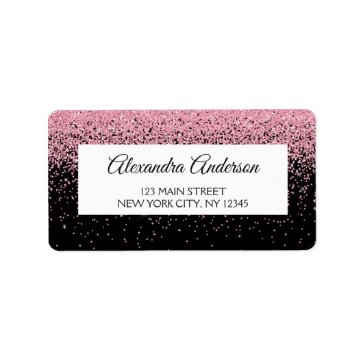 Pink Black Wedding Glitzer und Sparkle Adressaufkleber (Vorne)