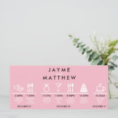 Pink Black Wedding Timeline Begrüßungstablett Hinw (Stehend Vorderseite)