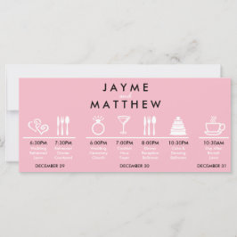 Pink Black Wedding Timeline Begrüßungstablett Hinw
