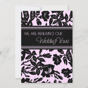 Pink Black Wedding Vow Renewal Invitation Card Einladung