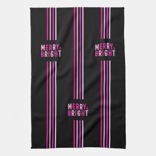 Pink Black Weihnachtsfeier Geschirrtuch (Vertikal)