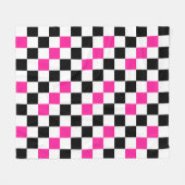 Pink Black White Checkered Pattern Design  Fleecedecke (Vorderseite (Horizontal))