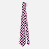 Pink Black White Checkered Pattern Design  Krawatte (Vorderseite)