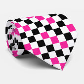 Pink Black White Checkered Pattern Design  Krawatte (Gerollt)