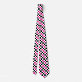 Pink Black White Checkered Pattern Design  Krawatte (Rückseite)