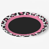 Pink Black & White Cheetah Print Pappteller (Schrägansicht)