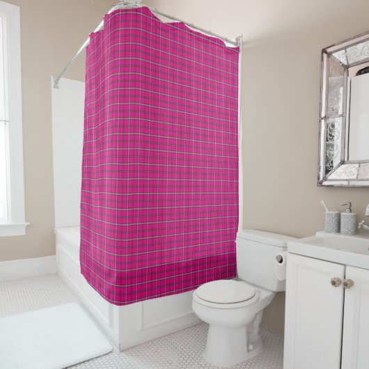 Pink Black White Plaid Shower Curtain Duschvorhang (Beispiel)