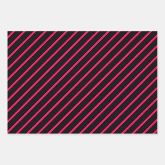 Pink, Black & White Striped Geschenkpapier Set (Vorderseite)