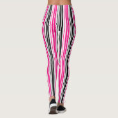 Pink Black White Stripes Pattern Design  Leggings (Rückseite)