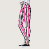 Pink Black White Stripes Pattern Design  Leggings (Links)