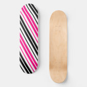 Pink Black White Stripes Pattern Design  Skateboard (Vorderseite)