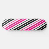 Pink Black White Stripes Pattern Design  Skateboard (Horizontal)