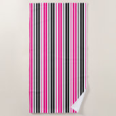 Pink Black White Stripes Pattern Design  Strandtuch (Vorderseite)