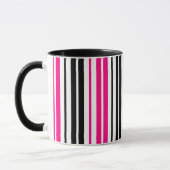 Pink Black White Stripes Pattern Design  Tasse (Links)