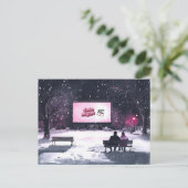 Pink Black Winter Scene Date Night Valentine's Day Postkarte (Stehend Vorderseite)