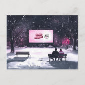 Pink Black Winter Scene Date Night Valentine's Day Postkarte (Vorderseite)