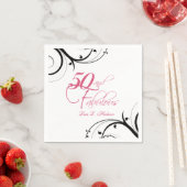 Pink Black Wirbel 50. und fabelhaft! Geburtstag Serviette (Beispiel)