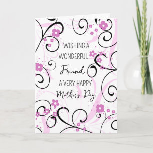 Pink Black Wirbel Friend Happy Mother Day Karte