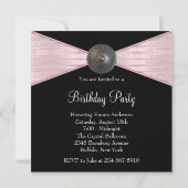 Pink Black Womans Birthday Party Einladung (Rückseite)