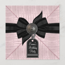 Pink Black Womans Birthday Party Einladung