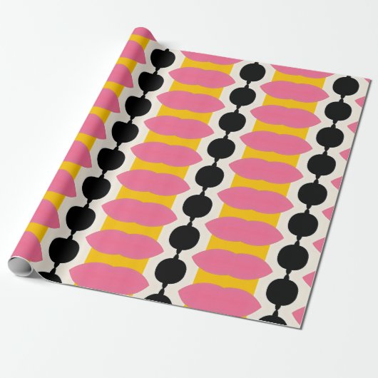 Pink Black Wrapping Paper Geschenkpapier (Ungerollt)