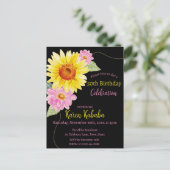 Pink Black Yellow Sonnenblume Moderne Blume Geburt Postkarte (Stehend Vorderseite)