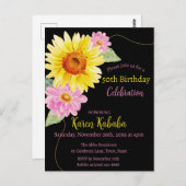Pink Black Yellow Sonnenblume Moderne Blume Geburt Postkarte (Vorne/Hinten)