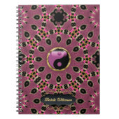 Pink Black Yin Yang Peacock Mandala Custom Notizblock (Vorderseite)