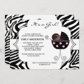 Pink Black Zebra Baby Dusche Einladungen (Vorne/Hinten)