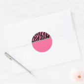 Pink & Black Zebra & Diamonds Adressenmarken Runder Aufkleber (Umschlag)