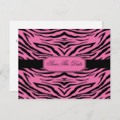 Pink Black Zebra Save the Date Ankündigungspostkarte (Vorne/Hinten)