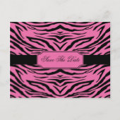 Pink Black Zebra Save the Date Ankündigungspostkarte (Vorderseite)