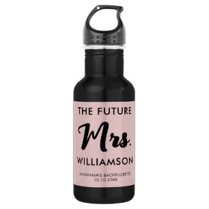 Pink Black Zukunft Mrs Nachname Feier Party Edelstahlflasche