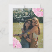 Pink blassom Aquarellmütze Vorschlag Mitteilungskarte (Vorderseite)