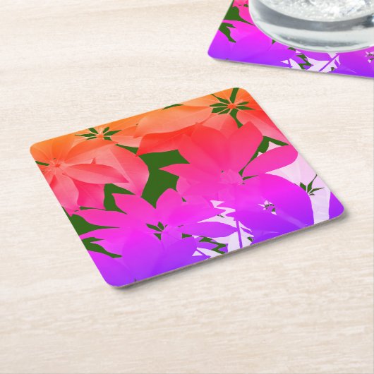 Pink Blätter Benutzerdefinierte Untersetzer (angewinkelt)