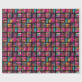 Pink Blau Abstrakt Geometrisches Dekormuster Geschenkpapier (Flach)