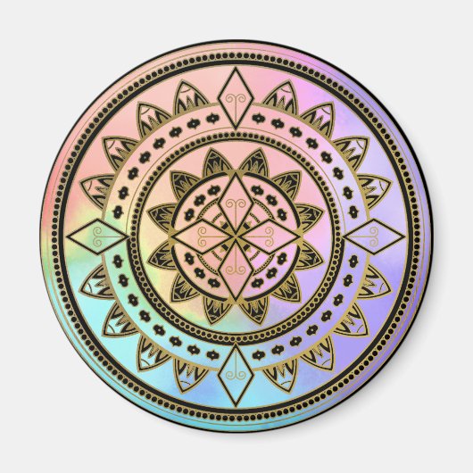 Pink-blau-Aqua-Lila Mandala Magnet (Vorne)