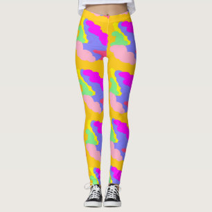 Pink-blau-gelbe Puffwolken formen Muster kleine Leggings