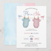 Pink Blau Hi oder Sie Geschlecht Enthüllung Einladung (Vorne/Hinten)