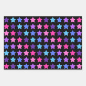 PINK BLAU LILA STARTEN & KARO PATTERN GESCHENKPAPIER SET (Vorderseite)