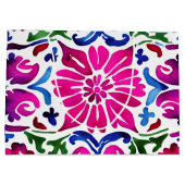 Pink-blau-mexikanische Fliesen Bachelorette Große Geschenktüte (Rückseite)