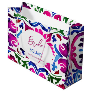 Pink-blau-mexikanische Fliesen Bachelorette Große Geschenktüte