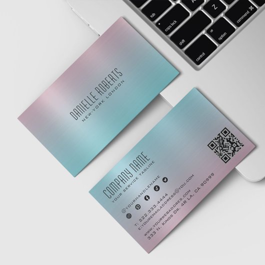 Pink Blau Ombre Textur  Visitenkarte