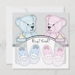 Pink Blau Teddybär Geschlecht Enthüllungsfeier Einladung