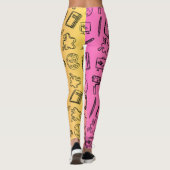 Pink blau Textile Abstrakte Muster Leggins (Rückseite)