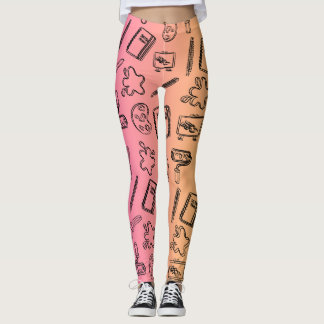 Pink blau Textile Abstrakte Muster Leggins